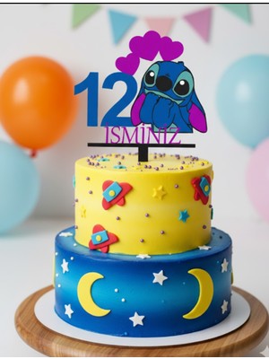 Kanem3D Stitch 12 Yaş Isimli Pasta Süsü