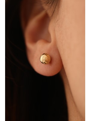 Yavuz Kuyumculuk 14 Ayar Altın Kalemli Top Küpe