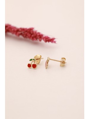 Yavuz Kuyumculuk 14 Ayar Altın Kiraz Top Küpe