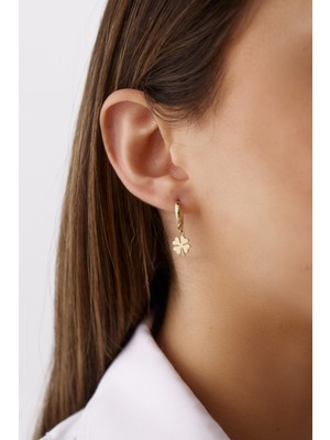 Yavuz Kuyumculuk 14 Ayar Altın Sallantılı Yonca Küpe