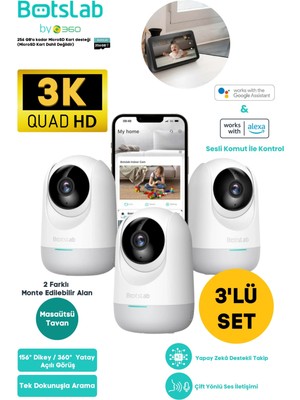 Botslab 2c Pro Smart Camera Set - 3k / Tek Tuşla Sesli Arama / 360 Akıllı Güvenlik Kamerası - C222