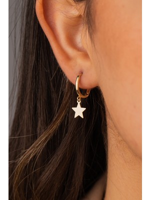 Yavuz Kuyumculuk 14 Ayar Altın Sallantılı Yıldız Halka Küpe