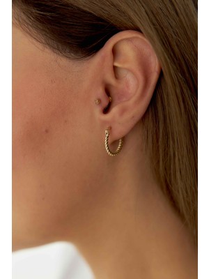 Yavuz Kuyumculuk 14 Ayar Altın Ikili Burgu Küpe