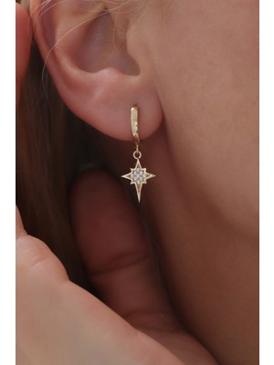 Yavuz Kuyumculuk 14 Ayar Altın Kuzey Yıldızı Halka Küpe