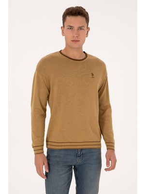 U.S. Polo Assn. Erkek Comfort Fit Bisiklet Yaka Hardal Kazak 50315022-VR151