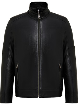 Derimod Mbappe Erkek Siyah Deri Ceket 25WGD6548R3