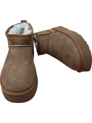 Ahmet Çağlar Ce&ce Bilekboy Kadın Süet Peluşlu Kalın Taban Günlük Bot Taba