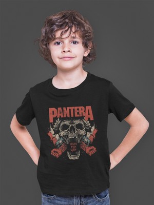 Bumeta Pantera Skull Kuru Kafa Heavy Metal Baskılı Çocuk Tişört T-Shirt