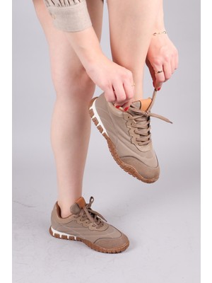 Birikon Himara Süet-Cilt Garnili Spor Ayakkabı Vizon