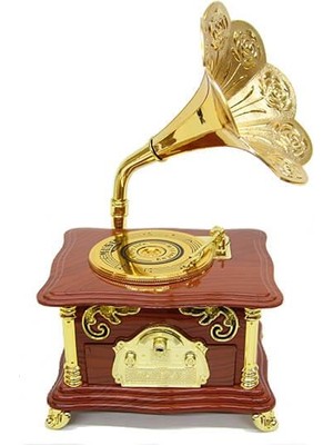 Skygo Gramofon Ayaklı Müzikli Vintage Müzik Kutusu Hediyelik