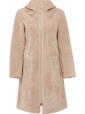 Derimod Fiorentini Kadın Bej Çift Taraflı Kapüşonlu Teddy Kaban 25WGP53149F