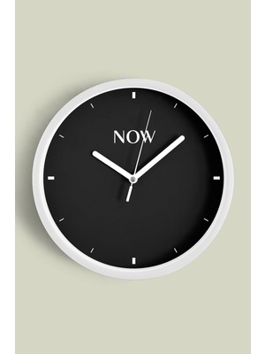 JHAAR Modern Yazılı Tasarım - '' Now - Şimdi '' Duvar Saati - 30CM - Önü Camlı Beyaz Kasa