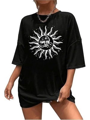 Ulak Handmader Bisiklet Yaka Baskılı T-Shirt - Siyah