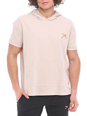 Raru Pamuklu Kapüşonlu Kısa Kollu Sweatshirt Oculus Bej