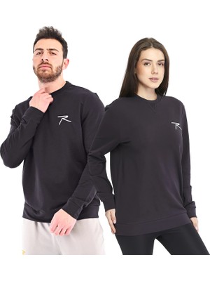 Raru Pamuklu Bisiklet Yaka Basic Sweatshirt Omnıs Antrasit