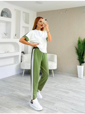 Ulak Handmader Kadın Modal Dokulu Kumaş Yanı Şeritli Takım