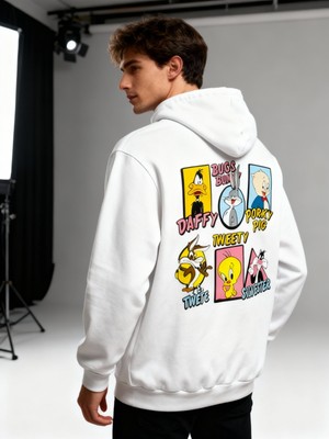 Hena Disney Efsanesi Kapüşonlu Sweatshirt Beyaz Özel Tasarım Pamuklu Unisex