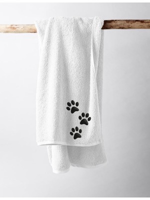 LIWOGY Kedi Patisi Nakışlı El & Yüz & Saç Havlusu / Pamuklu Havlu