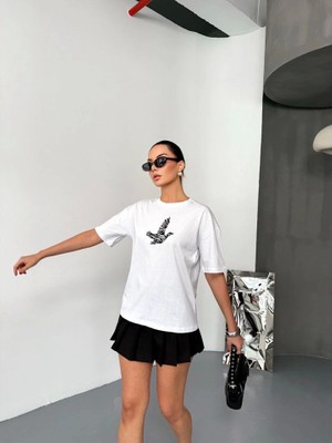 Ulak Handmader Kısa Kol Baskılı T-Shirt - Beyaz