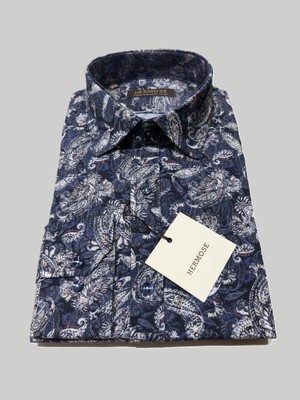 Hermose Lacivert Paisley Desenli Erkek Gömlek