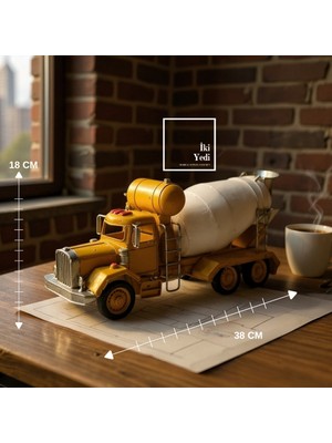 İki Yedi Konsept Neyman Metal Beton Mikseri Maketi, Inşaat Temalı Iş Makinası Dekoru, Ofis Hediyesi, Müteahhite Obje