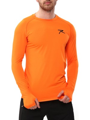 Raru Nefes Alabilir Oranj Baselayer T-Shirt Erkek Slim Fit Yuvarlak Yaka Tasarım
