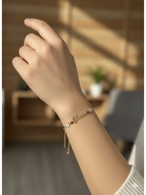 925 Ayar Papatya Silver Özel Isimli Uğur Böceği Papatya Bileklik.rose.gold.rodaj