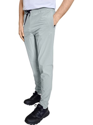 Raru Gri Dokuma Pantolon Regular Kalıp Ayarlanabilir Bel Lastikli Hafif Rahat Kumaş