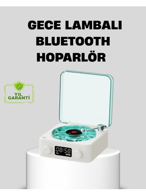 Miss Mojo Gece Lambası Stereo Bluetooth Hoparlör Dijital Saatli Vintage Tasarım Çok Fonksiyonlu