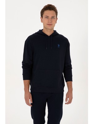 U.S. Polo Assn. Erkek Comfort Fit Kapüşonlu Lacivert Basic Sweatshirt 50313746-VR033