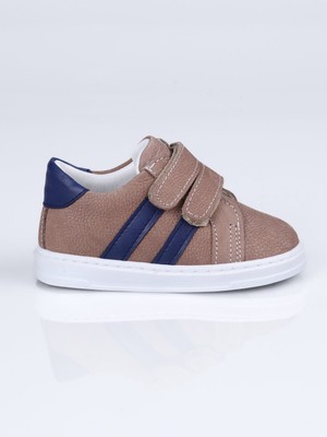 World Kids Ciko Hakiki Deri Ilk Adım Ayakkabısı Kum-Lacivert - 20