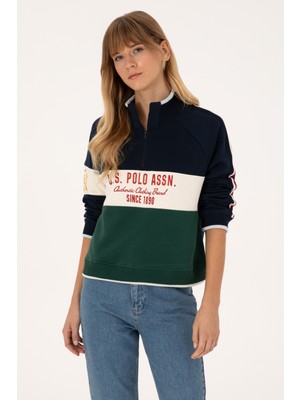U.S. Polo Assn. Kadın Lacivert Fermuarlı Dik Yaka Sweatshirt 50311024-VR033
