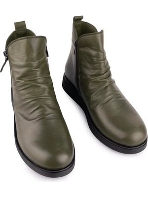 Emel Ayakkabı Modern Sade Yumuşak Ortopedik Taban Bot Haki 2400