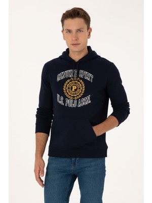 U.S. Polo Assn. Erkek Regular Fit Kapüşonlu Şardonlu Lacivert Sweatshirt 50308999-VR033