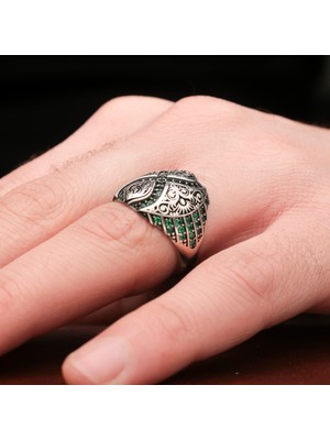 Sonsuzluk Tasarım Zirkon Taşlı 925 Ayar Gümüş Erkek Yüzük