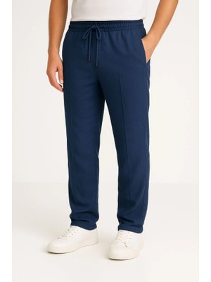 Etiler Collection Erkek Keten Pantolon – Cepli, Beli Lastikli ve Bağcıklı, Nefes Alan Rahat Kalıp, Yazlık ve Baharlık Günlük Giyim, Şık - Konforlu Boru Paça Model - Lacivert