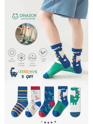 Color Socks 5 Çift Dinozor Çocuk Çorap Seti (Comfort Kids)