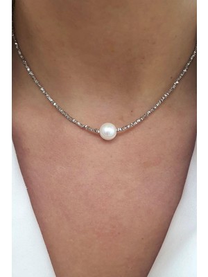 Barok Inci Detaylı 925 Ayar Gümüş El Işi Tasarım Italyan Kolye