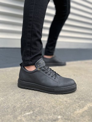 Khi-Zai JY152 Cool Bağcıklı Cilt Erkek Günlük Spor Klasik Ayakkabı Cst - Siyah