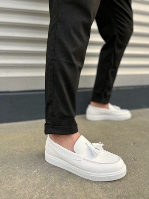 Khi-Zai JY153 Bloom Bağcıksız Püsküllü Cilt Erkek Günlük Spor Klasik Ayakkabı Cbt - Beyaz