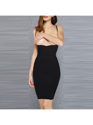 Pilelistore Kadın Siyah Uzun Elbise Korse 5901