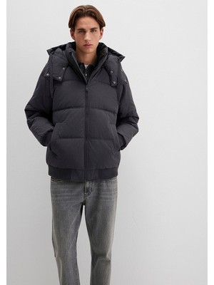 Mavi Kapüşonlu Antrasit Şişme Mont 0110553-88170