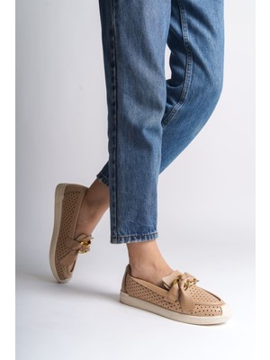 Khi-Zai Lydıa Bağcıksız Ortopedik Rahat Taban Kalp Desenli Kadın Babet Ayakkabı Ckt - Ten