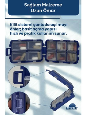 Haftalık Taşınabilir Ilaç Saklama Kutusu 10 Bölmeli Taşınabilir 7 Günlük Seyahat Hap Vitamin Saklama Düzenleyici Kitlenir Kapak Organizer