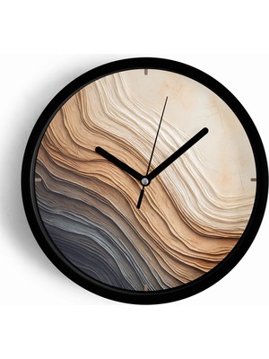 JHAAR Soyut - Bohem Modern Duvar Saati - 30CM - Önü Camlı Siyah Kasa - Sessiz Mekanizma