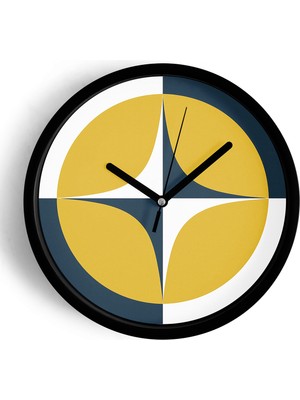 JHAAR Soyut - Geometrik Temalı Modern Duvar Saati - 30CM - Önü Camlı Siyah Kasa - Sessiz Mekanizma