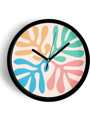 JHAAR Soyut Yaprak Desenli Modern Tasarım Duvar Saati - 30CM - Önü Camlı Siyah Kasa - Sessiz Mekanizma