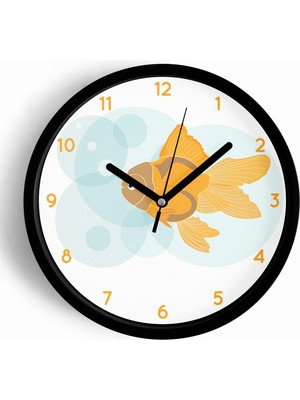 JHAAR Sevimli Balık Tasarımı Çocuk Odası Duvar Saati - 30CM - Önü Camlı Siyah Kasa - Sessiz Mekanizma