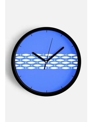 JHAAR Renkli Balık Modern Tasarım Duvar Saati - 30CM - Önü Camlı Siyah Kasa - Sessiz Mekanizma