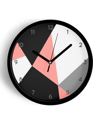 JHAAR Soyut - Geometrik Temalı Modern Duvar Saati - 30CM - Önü Camlı Siyah Kasa - Sessiz Mekanizma